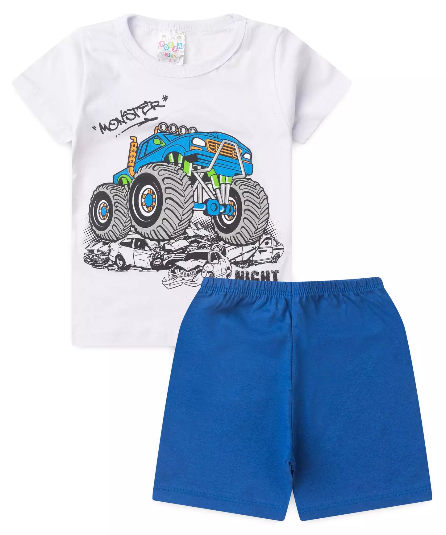 Pijama de Verão para Menino Monster Night Branco