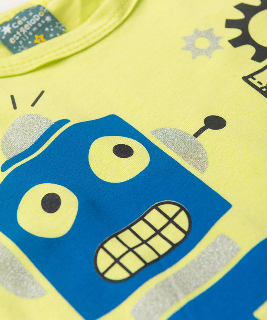 Pijama de Verão para Menino Robot Verde