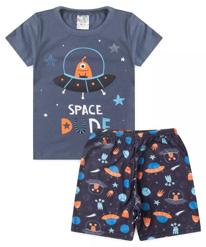 Pijama de Verão para Menino Space Dude Chumbo
