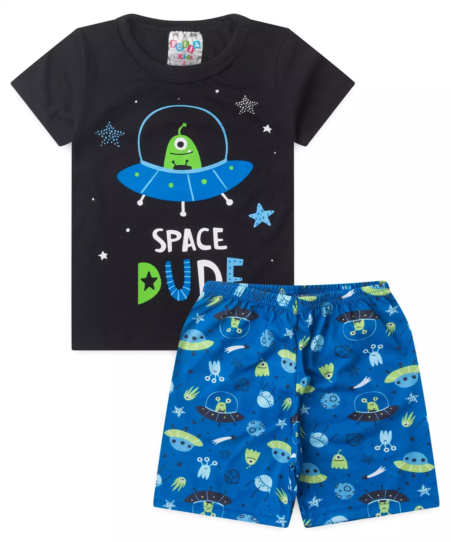 Pijama de Verão para Menino Space Dude Preto