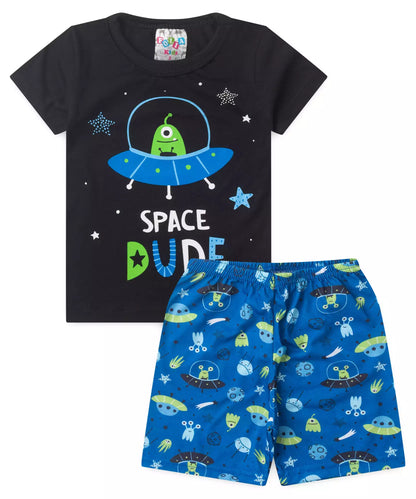 Pijama de Verão para Menino Space Dude Preto