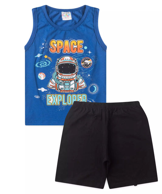 Pijama de Verão para Menino Space Explorer Azul