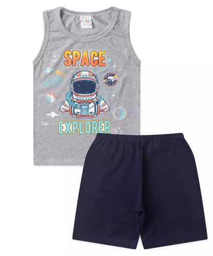 Pijama de Verão para Menino Space Explorer Mescla