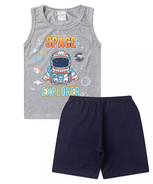 Pijama de Verão para Menino Space Explorer Mescla