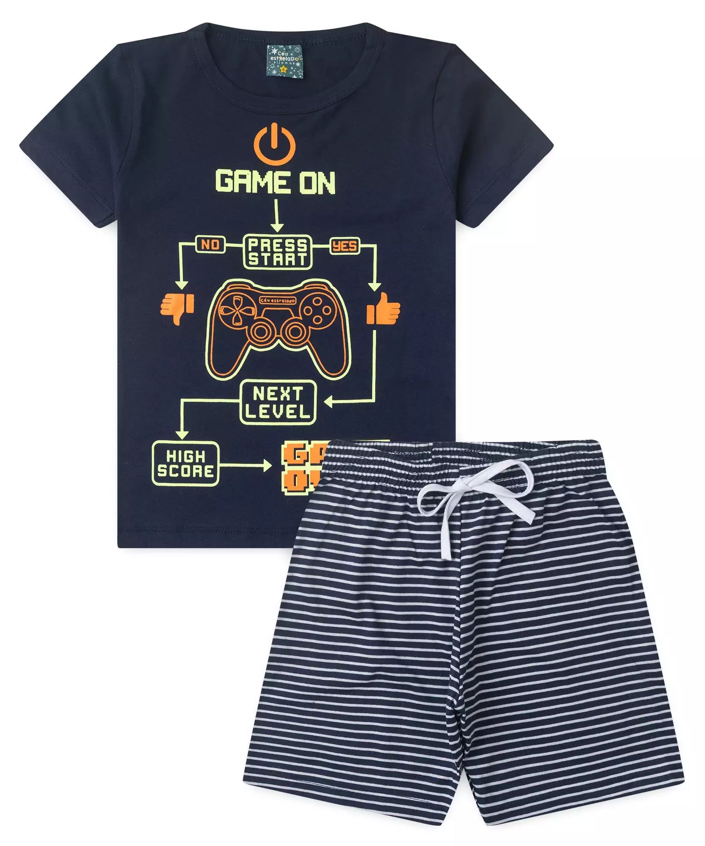 Pijama Infantil de Verão para Menino Game Marinho