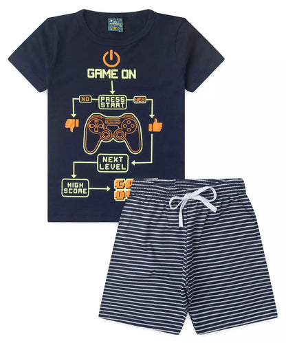 Pijama Infantil de Verão para Menino Game Marinho