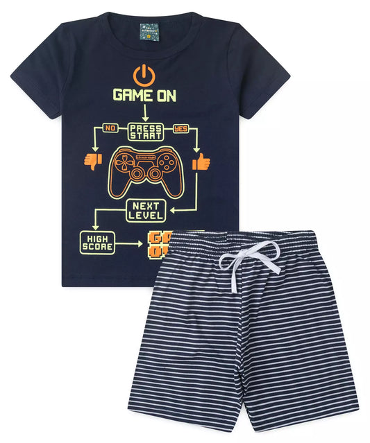Pijama Infantil de Verão para Menino Game Marinho