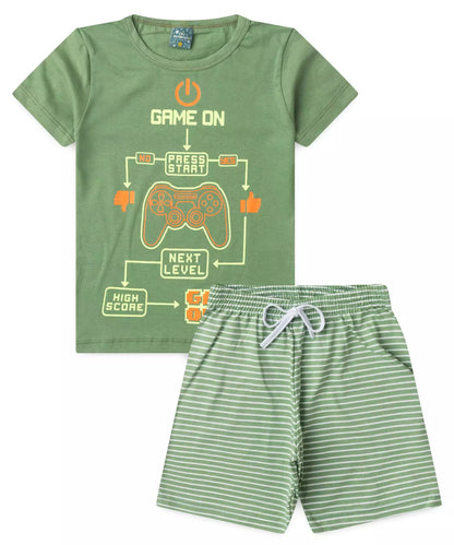 Pijama Infantil de Verão para Menino Game Verde