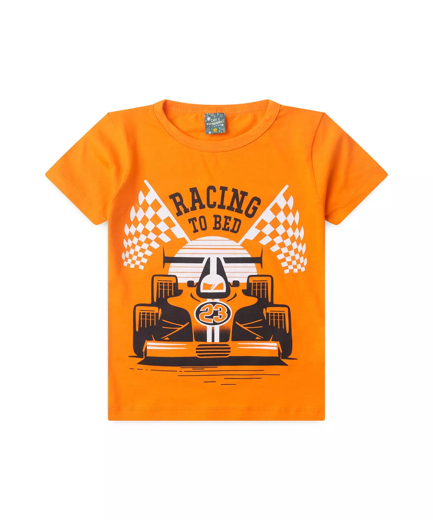 Pijama Infantil de Verão para Menino Racing Laranja