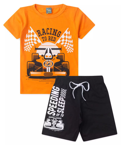 Pijama Infantil de Verão para Menino Racing Laranja
