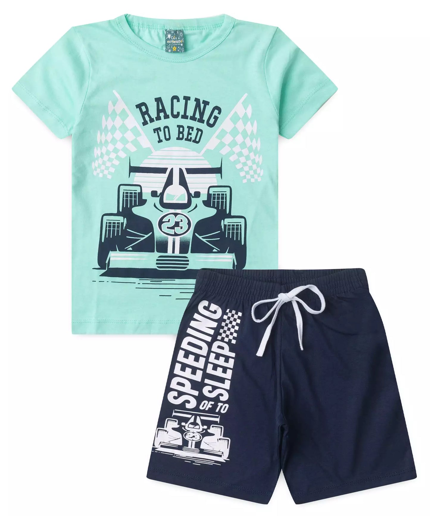 Pijama Infantil de Verão para Menino Racing Verde
