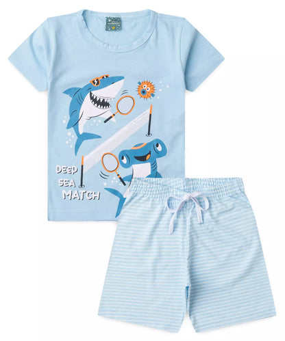 Pijama Infantil de Verão para Menino Sea Azul Claro