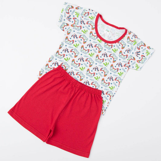 Pijama Infantil Masculino Blusa Game e Short Vermelho