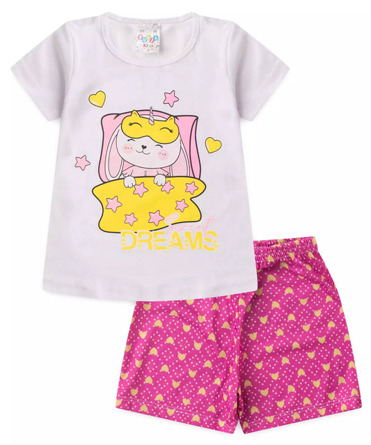 Pijama de verão para Menina Coelhinho Branco