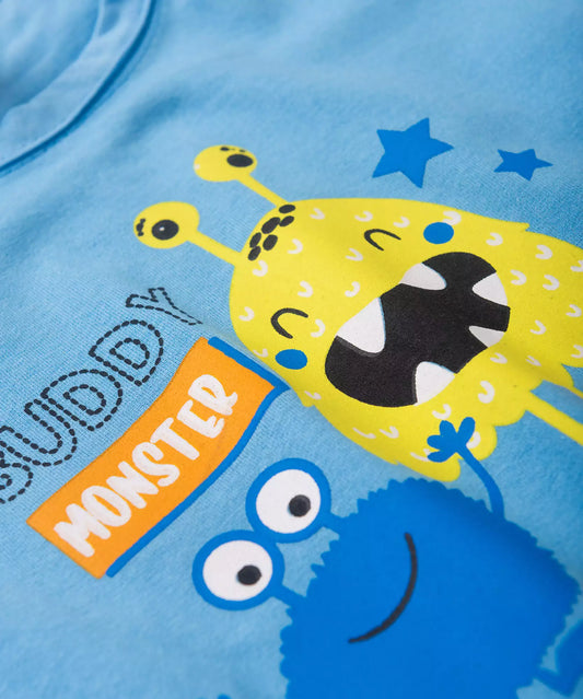 Pijama de Verão para Menino Monstrinhos Azul