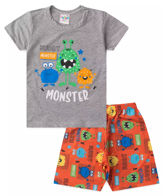 Pijama de Verão para Menino Monstrinhos Mescla