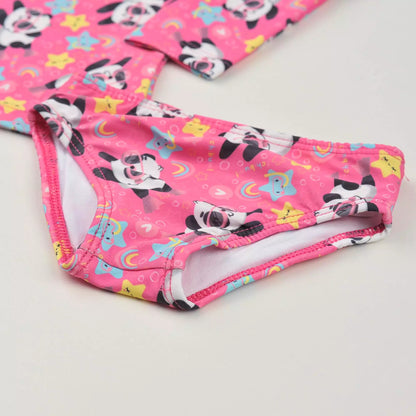 Roupa de Banho para Bebê Blusa Pink com Proteção UV e Calcinha Panda
