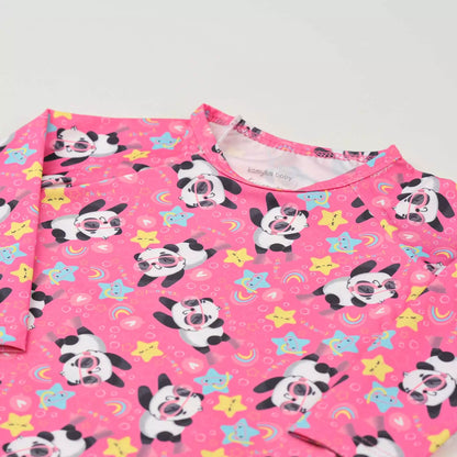Roupa de Banho para Bebê Blusa Pink com Proteção UV e Calcinha Panda