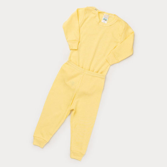 Conjunto em Ribana Amarelo Body e Calça para Bebê Unissex
