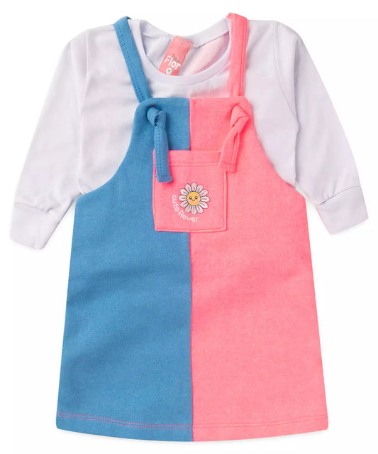 Salopete de Inverno para Bebê Menina Florzinha Azul