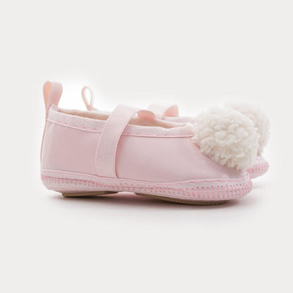 Sapatilha Rosa para Bebê Menina com Pompom