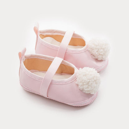 Sapatilha Rosa para Bebê Menina com Pompom