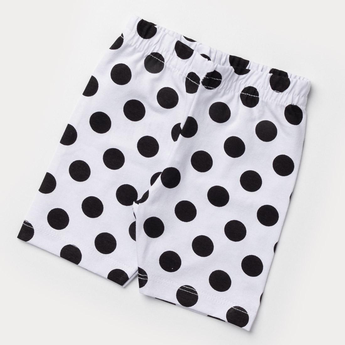 Short Ciclista Branco com Bolinhas Pretas para Bebê Menina