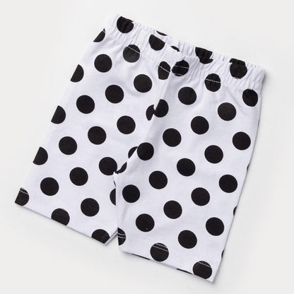 Short Ciclista Branco com Bolinhas Pretas para Bebê Menina