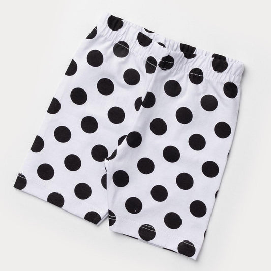 Short Ciclista Branco com Bolinhas Pretas para Bebê Menina