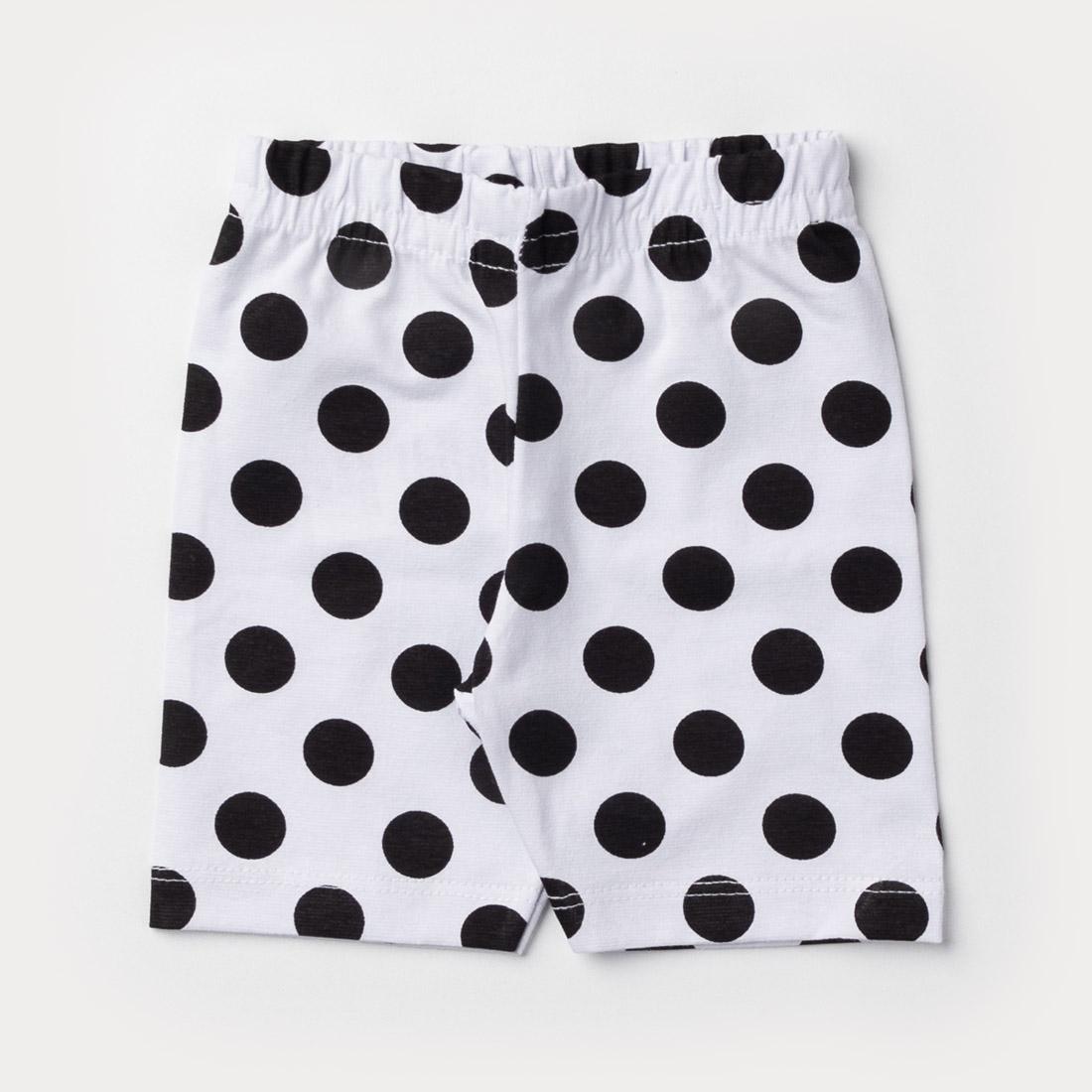 Short Ciclista Branco com Bolinhas Pretas para Bebê Menina