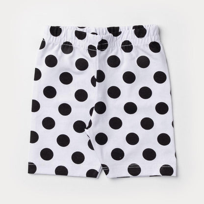 Short Ciclista Branco com Bolinhas Pretas para Bebê Menina