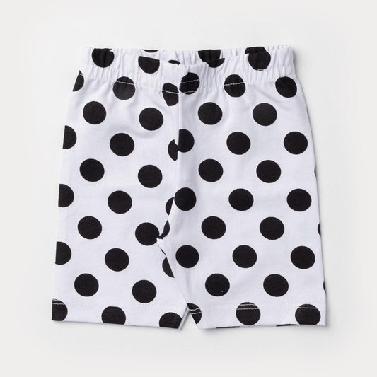 Short Ciclista Branco com Bolinhas Pretas para Bebê Menina