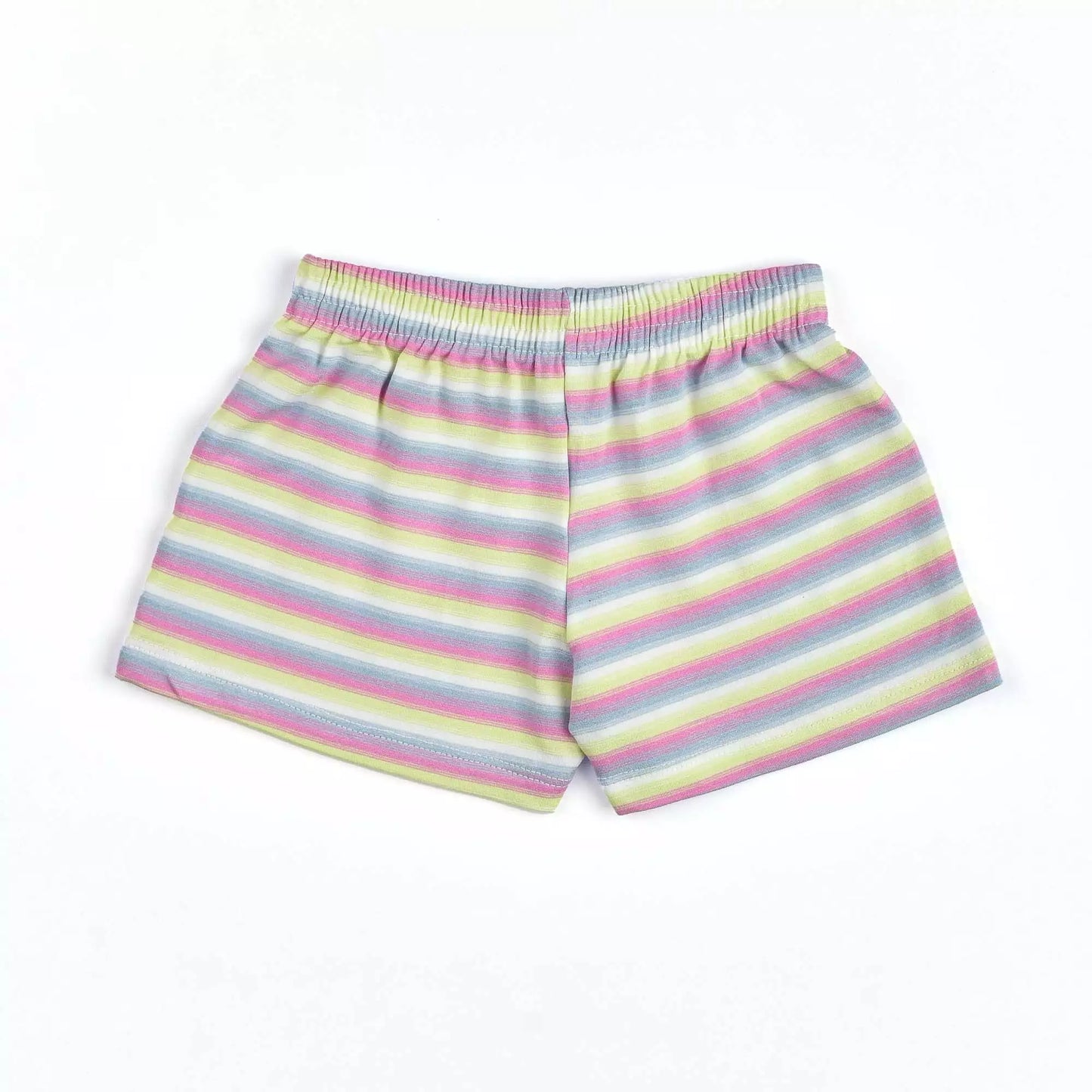 Short Infantil Feminino Rosa Listrado em Moletinho