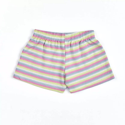 Short Infantil Feminino Rosa Listrado em Moletinho