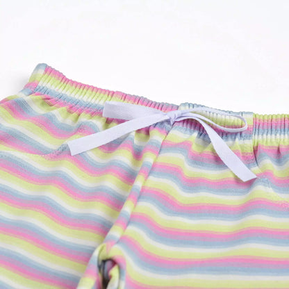 Short Infantil Feminino Rosa Listrado em Moletinho