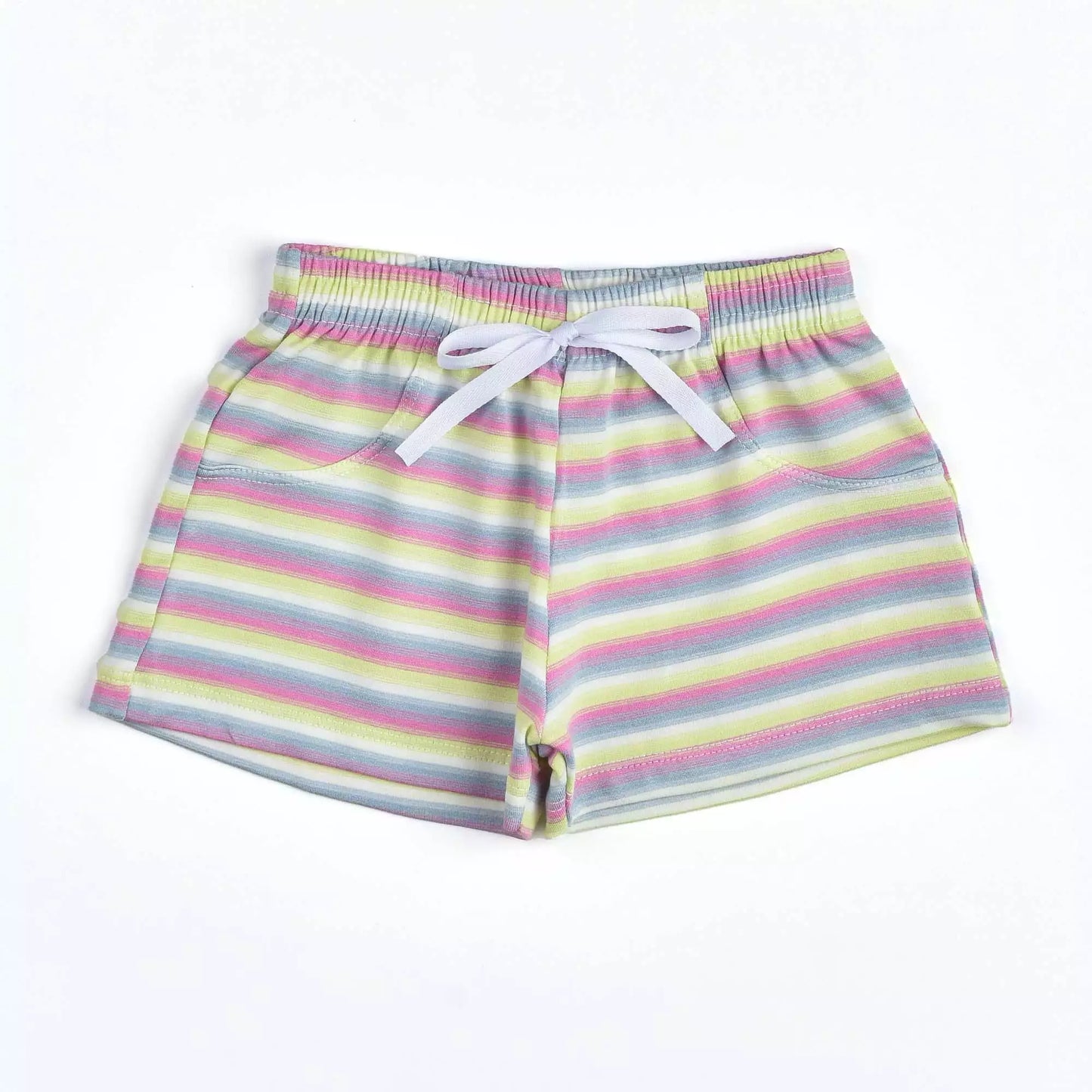 Short Infantil Feminino Rosa Listrado em Moletinho