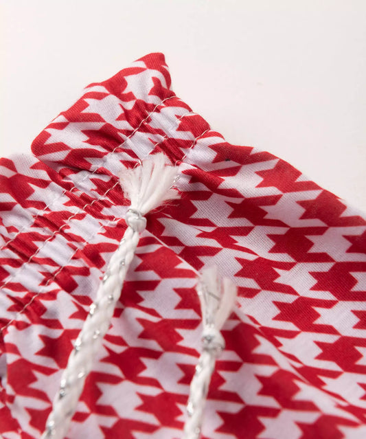 Short Infantil Feminino Xadrez Vermelho