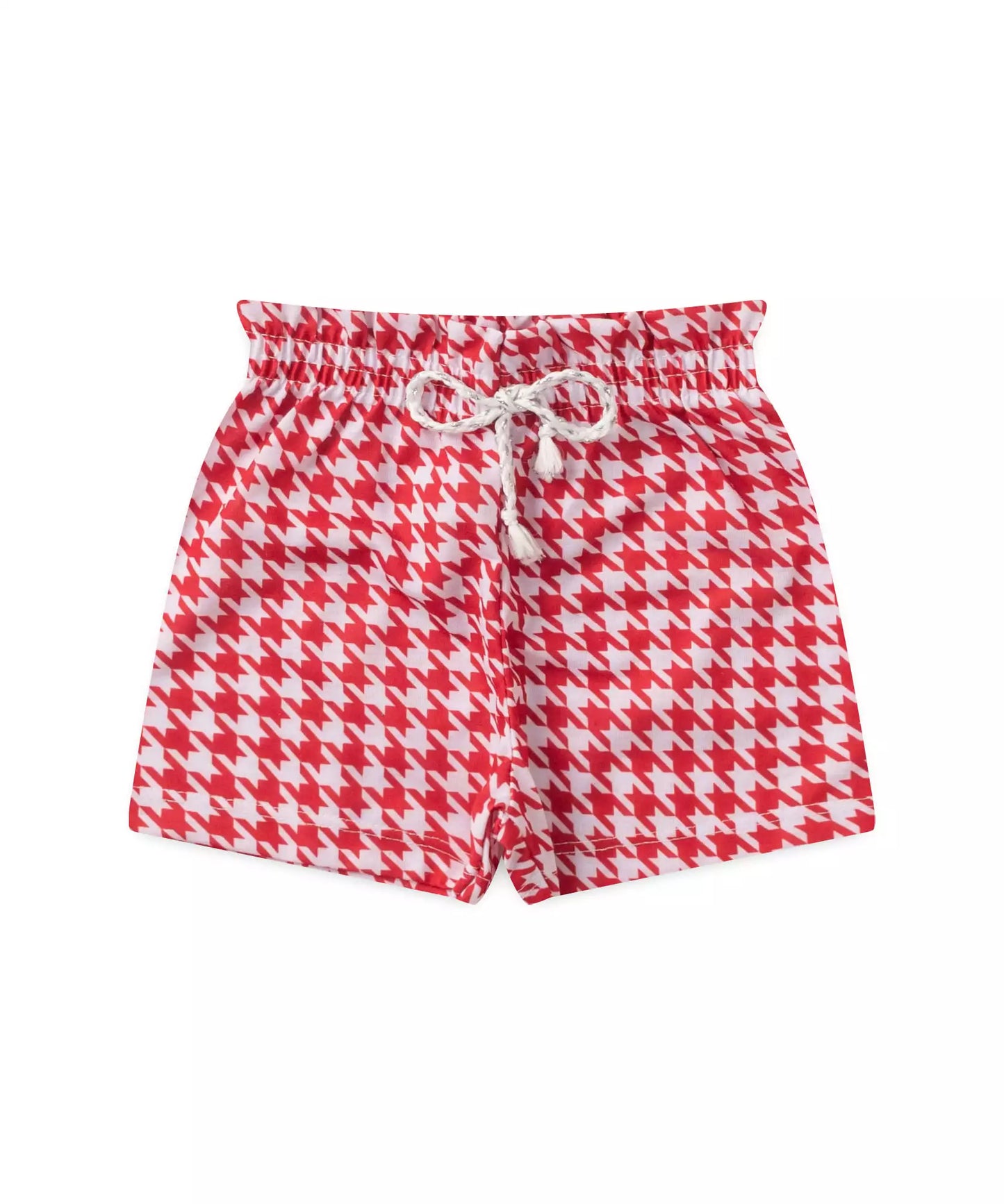 Short Infantil Feminino Xadrez Vermelho