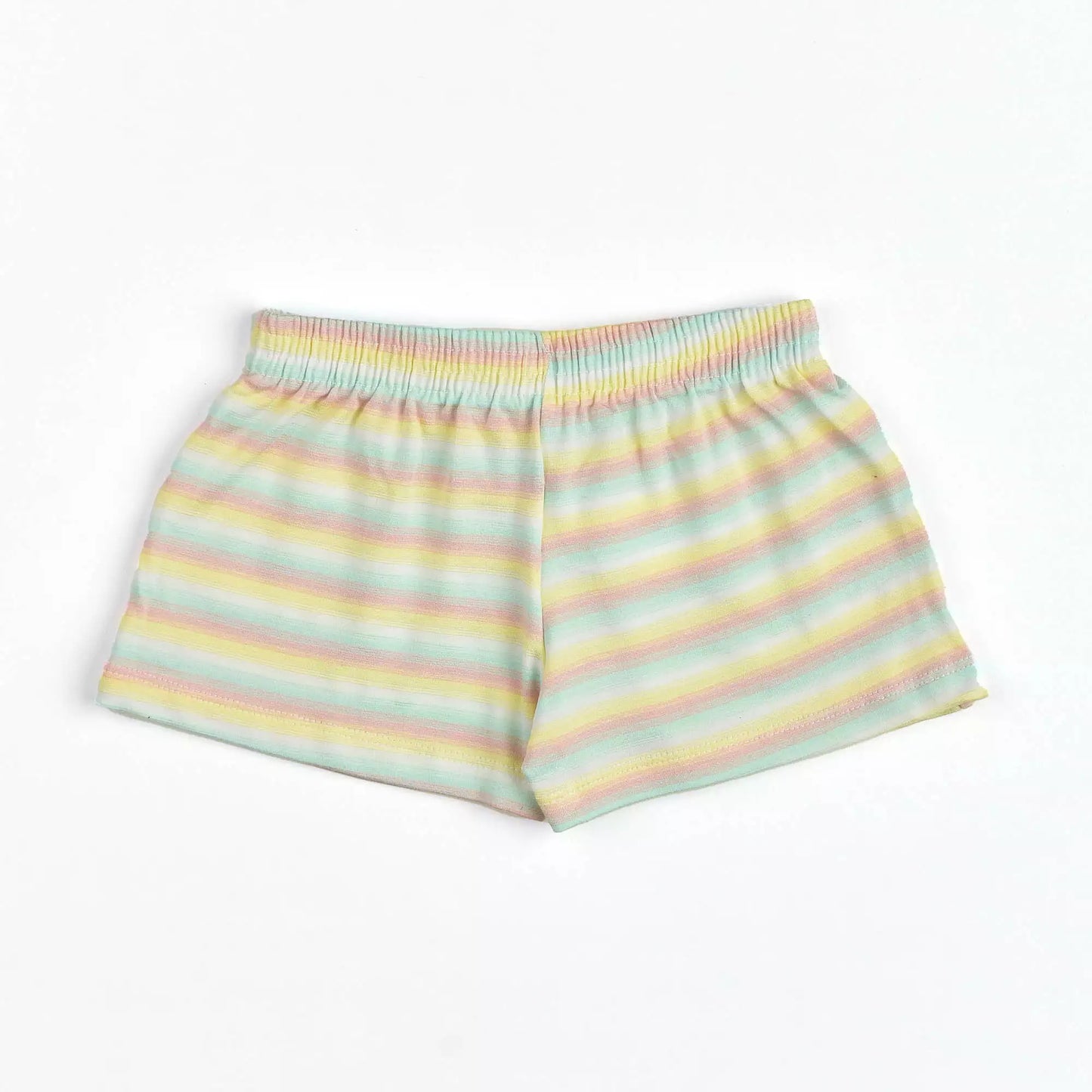 Short Infantil para Menina Verde Listrado em Moletinho