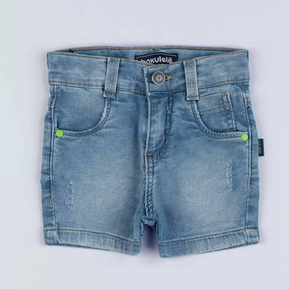 Short Jeans para Bebê Menino com Bolso e Lavagem Clara