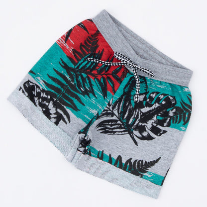 Short em Moletinho Cinza Estampada para Bebê Menino