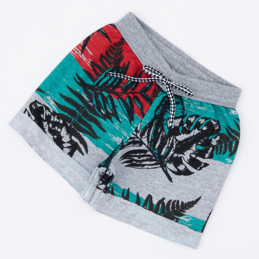 Short em Moletinho Cinza Estampada para Bebê Menino