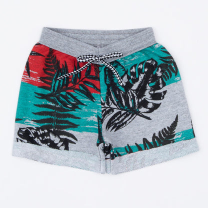 Short em Moletinho Cinza Estampada para Bebê Menino