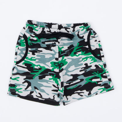 Short em Moletinho Militar Verde para Bebê Menino