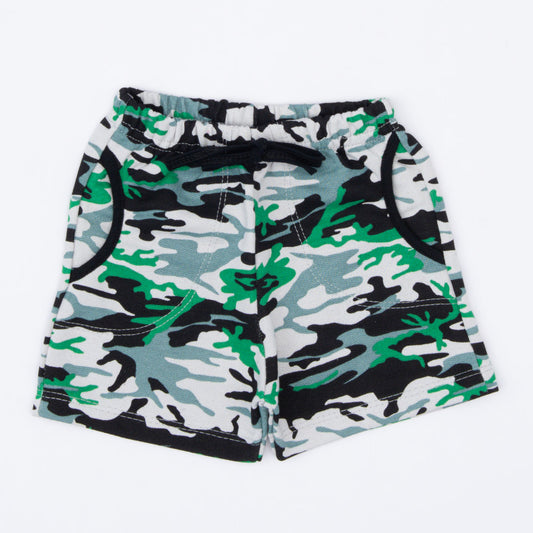 Short em Moletinho Militar Verde para Bebê Menino