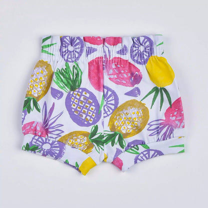 Short para Bebê Menina  Branco com Estampa de Abacaxi