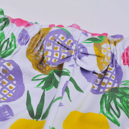Short para Bebê Menina  Branco com Estampa de Abacaxi