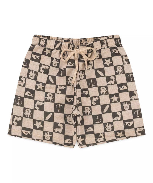 Short para Bebê Menino Estampado Marfim