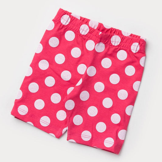 Short Ciclista Pink com Bolinhas Brancas para Bebê Menina
