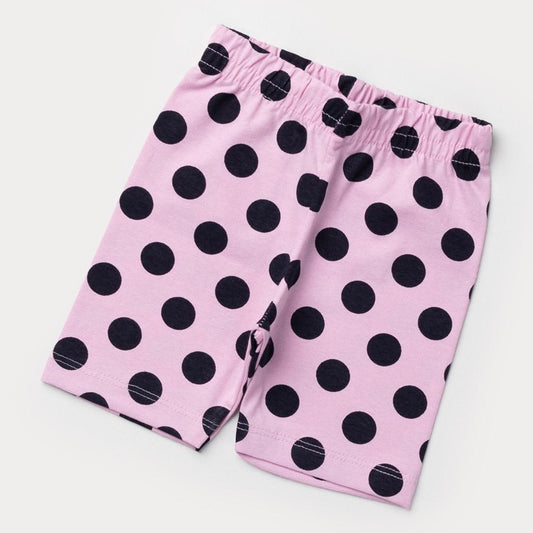 Short Ciclista Rosa com Bolinhas Pretas para Bebê Menina